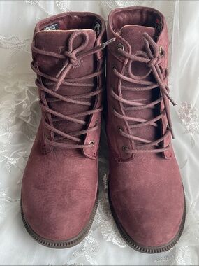 Kodiak Burgundy Lace-Up Suede Ankle Boots